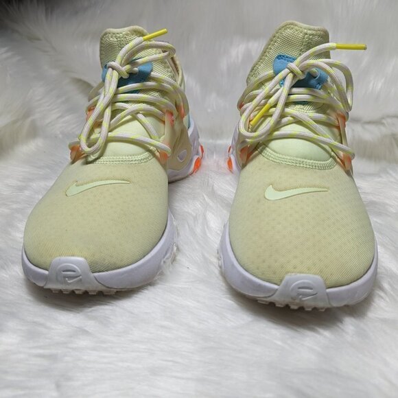Nike React Presto Barely Volt/Hyper Crimson-Blue Ga Men's Size 9 Yellow Orange - Picture 2 of 8